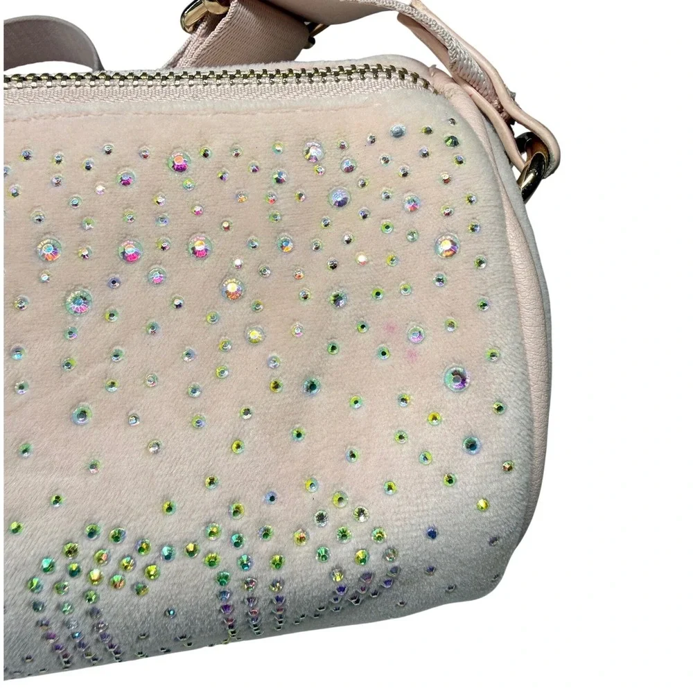 Juicy Couture Pink Velour Rhinestone Barrel Crossbody